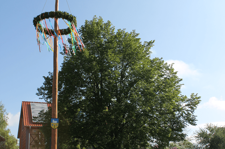 Maibaum in Hachum auf Hachumer Dorfplatz 2024