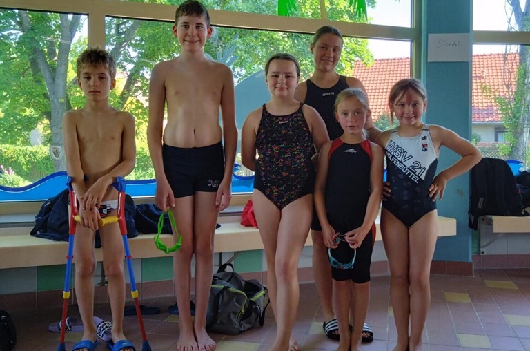 Die teilnehmenden Schwimmtalente vom WSV 21 beim Sprintertag in Halberstadt