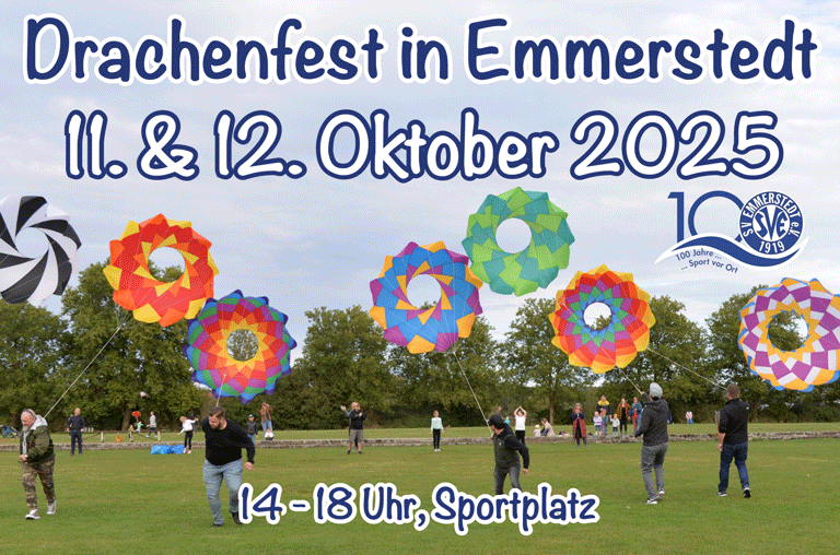Der SV Emmerstedt organisiert für das zweite Oktoberwochenende wieder ein Drachenfest. Gäste können dort auch eigene Drachen steigen lassen.