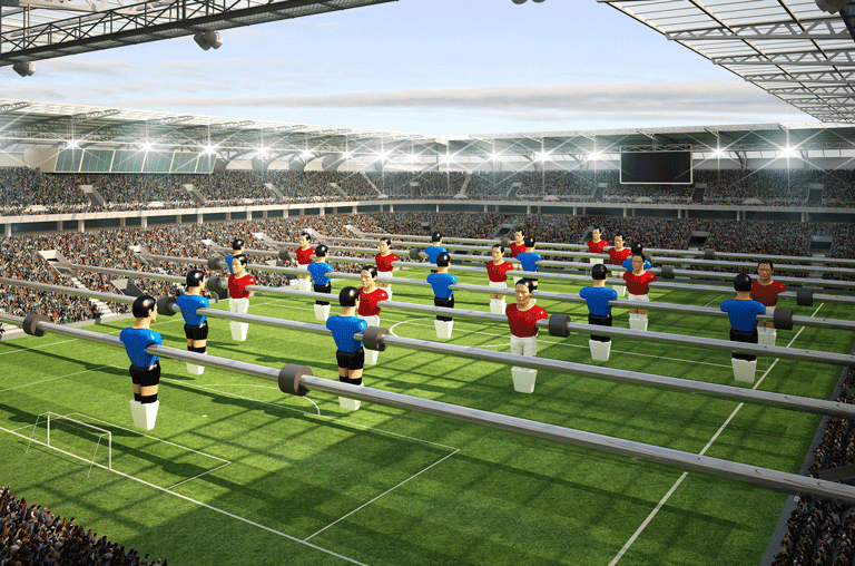 Mal selbst in einem Kicker stehen: Auf dem Gelände des TSV Germania Helmstedt findet ein Menschenkickerturnier statt.